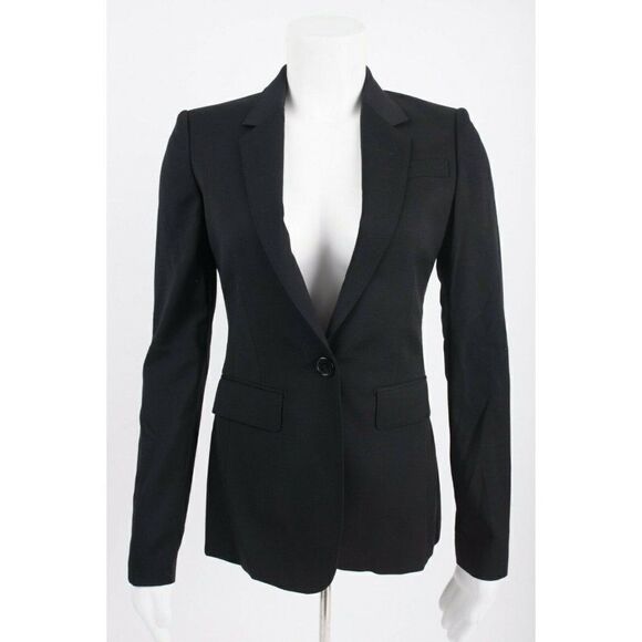 Burberry London Womens Blazer Suit Jacket US 2 UK 4 EU 36 Black 100% Wool NWT - Picture 1 of 6
